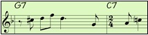 Example: A song in 4/4 time with a single bar of 6/4 tim